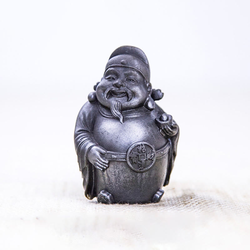 Estatua de resina fundida con óxido de hierro hecha a mano con Buddha Stones, dios militar literario de la riqueza, decoración del hogar - Versión pulida - Dios literario de la riqueza 7*4,6*4 cm - image 10