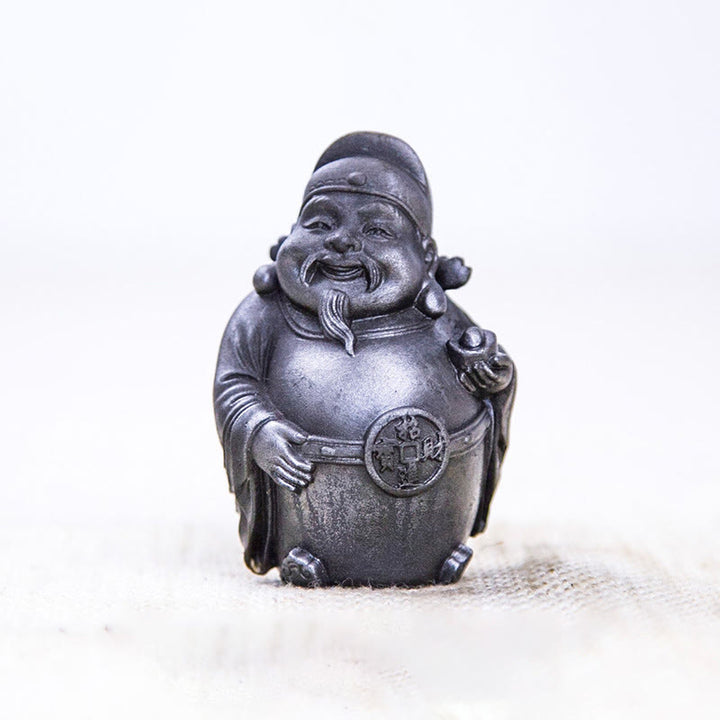 Estatua de resina fundida con óxido de hierro hecha a mano con Buddha Stones, dios militar literario de la riqueza, decoración del hogar - Versión pulida - Dios literario de la riqueza 7*4,6*4 cm - image 10