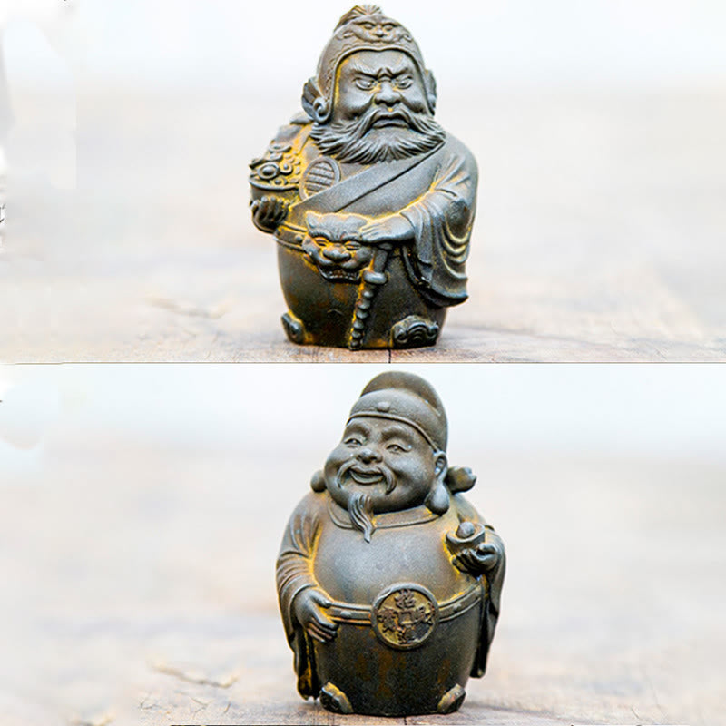 Estatua de resina fundida con óxido de hierro hecha a mano con Buddha Stones, dios militar literario de la riqueza, decoración del hogar - image 1