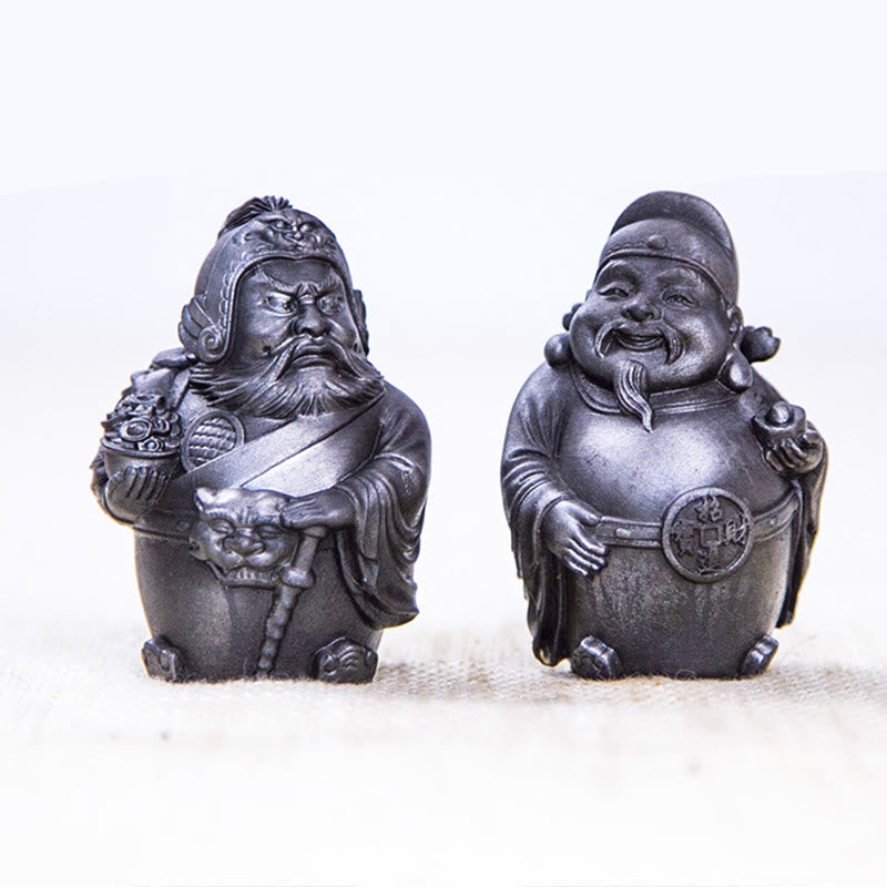 Estatua de resina fundida con óxido de hierro hecha a mano con Buddha Stones, dios militar literario de la riqueza, decoración del hogar - image 25