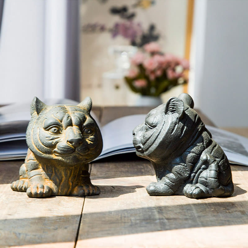 Estatua de resina fundida con óxido de hierro en polvo de tigre pequeña y encantadora hecha a mano con Buddha Stones para decoración del hogar - image 10