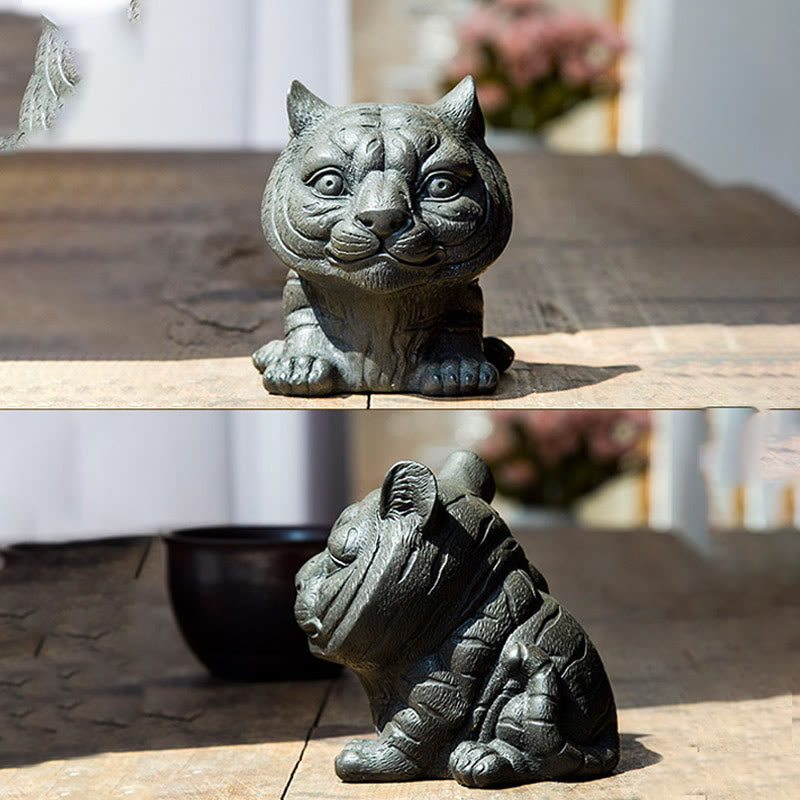 Estatua de resina fundida con óxido de hierro en polvo de tigre pequeña y encantadora hecha a mano con Buddha Stones para decoración del hogar - image 9