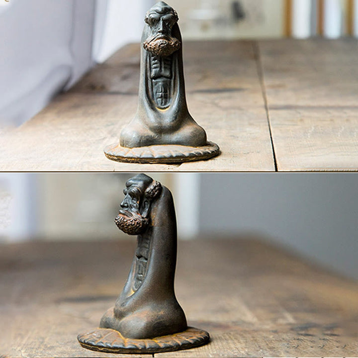 Estatua de resina fundida con óxido de hierro en polvo de Bodhidharma hecha a mano con Buddha Stones para decoración del hogar