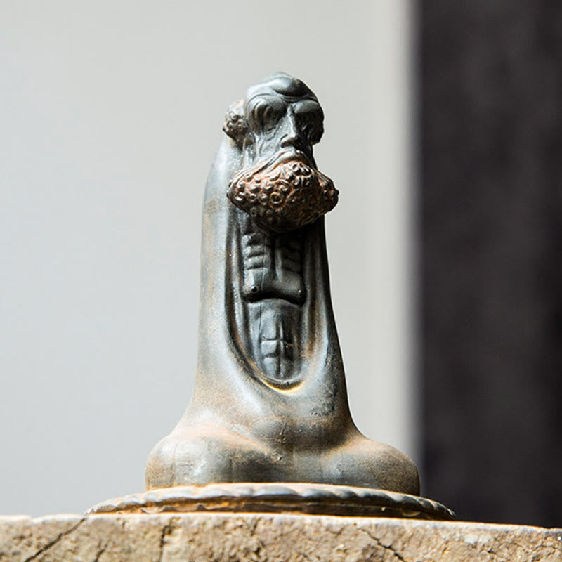 Estatua de resina fundida con óxido de hierro en polvo de Bodhidharma hecha a mano con Buddha Stones para decoración del hogar - image 6