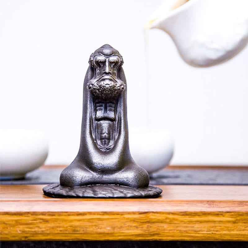Estatua de resina fundida con óxido de hierro en polvo de Bodhidharma hecha a mano con Buddha Stones para decoración del hogar