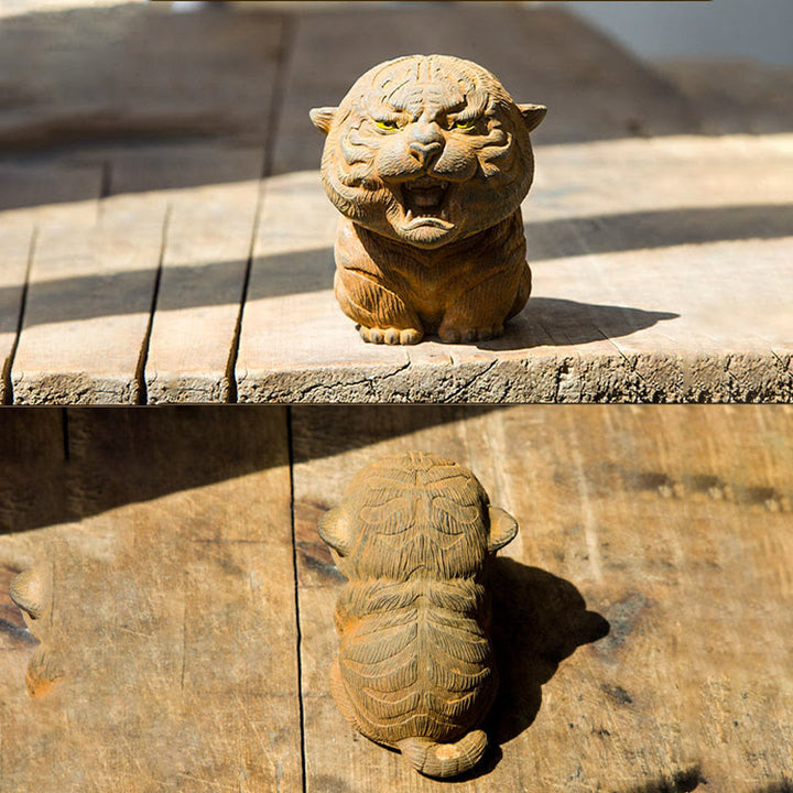 Estatua de resina fundida con óxido de hierro en polvo de tigre rugiente hecha a mano con Buddha Stones para decoración del hogar - image 11