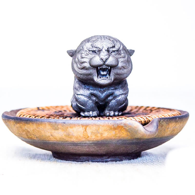 Estatua de resina fundida con óxido de hierro en polvo de tigre rugiente hecha a mano con Buddha Stones para decoración del hogar - image 18