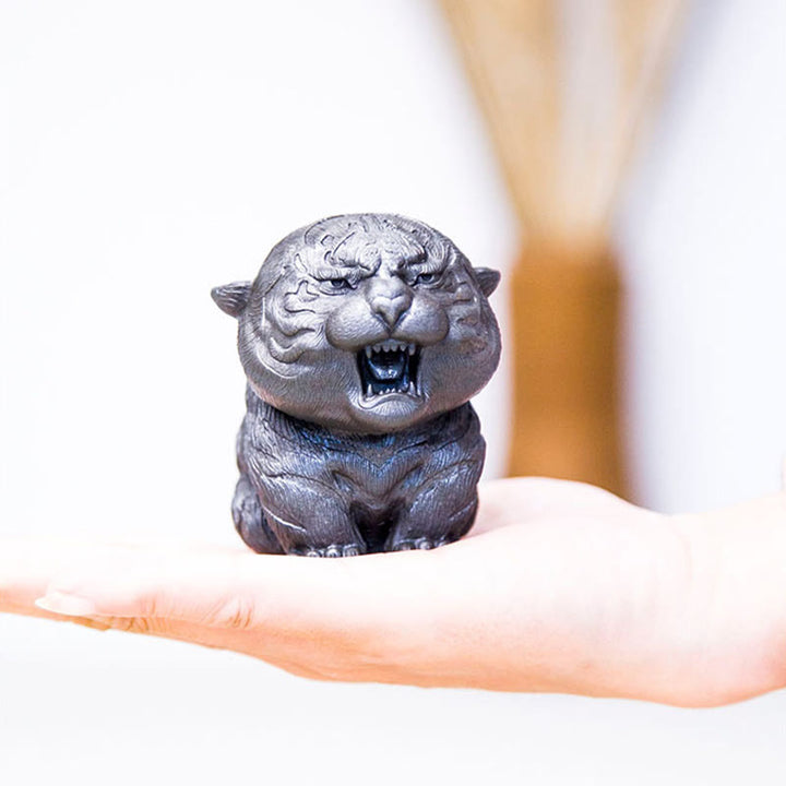 Estatua de resina fundida con óxido de hierro en polvo de tigre rugiente hecha a mano con Buddha Stones para decoración del hogar - image 22