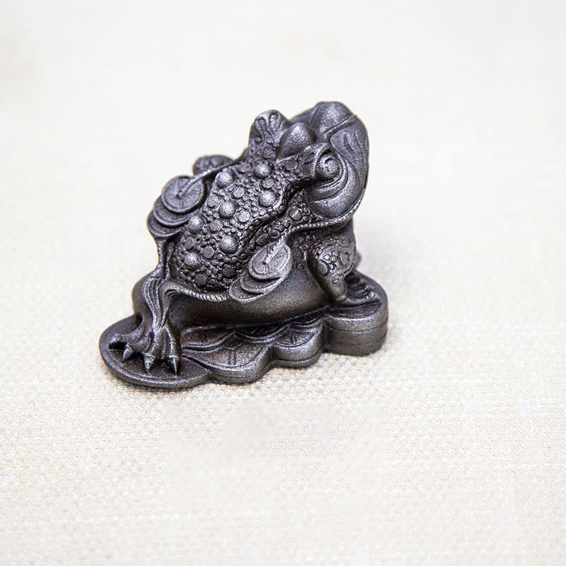 Estatua de resina fundida con óxido de hierro y monedas de cobre hechas a mano con Buddha Stones Feng Shui - Rana Feng Shui - Versión pulida 6*6*7cm - image 17