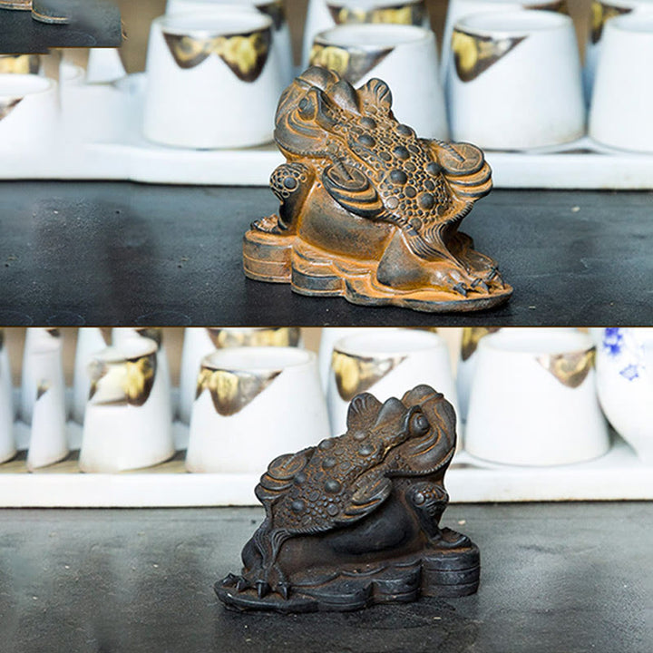 Estatua de resina fundida con óxido de hierro y monedas de cobre hechas a mano con Buddha Stones Feng Shui - image 9