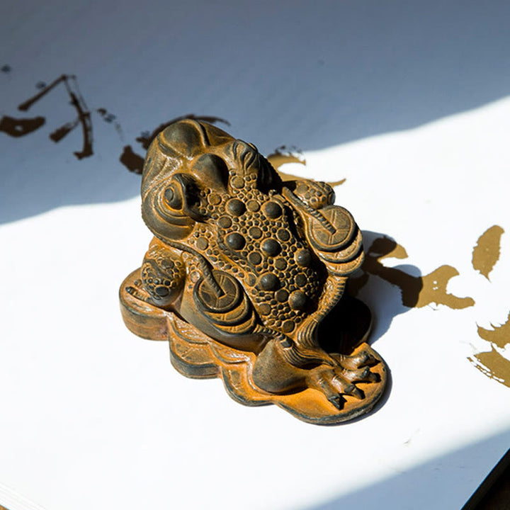 Estatua de resina fundida con óxido de hierro y monedas de cobre hechas a mano con Buddha Stones Feng Shui - image 3