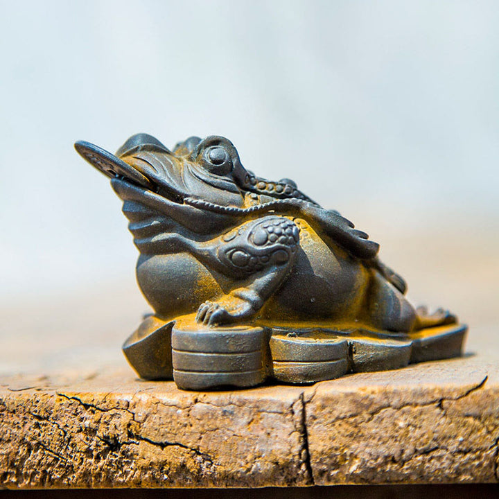 Estatua de resina fundida con óxido de hierro y monedas de cobre hechas a mano con Buddha Stones Feng Shui - image 14