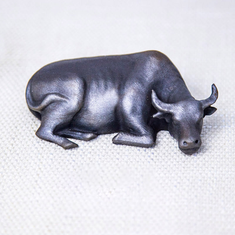 Estatua de resina fundida con óxido de hierro en polvo de toro de búfalo de agua pequeño hecha a mano con Buddha Stones para decoración del hogar - Versión pulida 4*6,2*11 cm - image 13