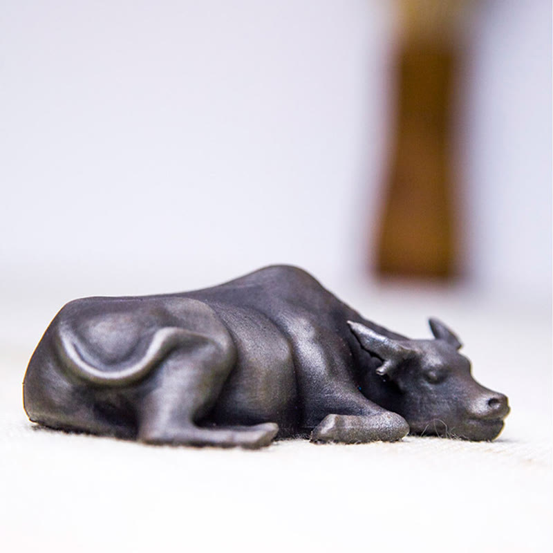 Estatua de resina fundida con óxido de hierro en polvo de toro de búfalo de agua pequeño hecha a mano con Buddha Stones para decoración del hogar - image 15