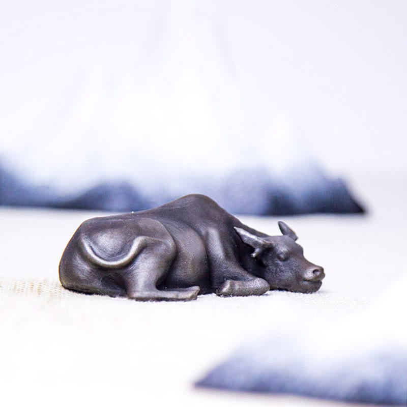 Estatua de resina fundida con óxido de hierro en polvo de toro de búfalo de agua pequeño hecha a mano con Buddha Stones para decoración del hogar - image 24