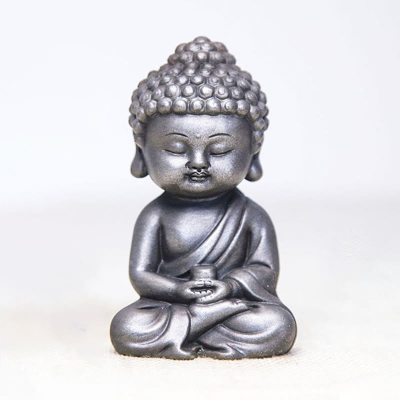 Buddha Stones hechas a mano Ksitigarbha Kwan Yin Guanyin Avalokitesvara Tathagata polvo de hierro estatua de resina fundida óxido decoración del hogar - Versión pulida - Tathagata 11,5*7,1*5,5 cm - image 28