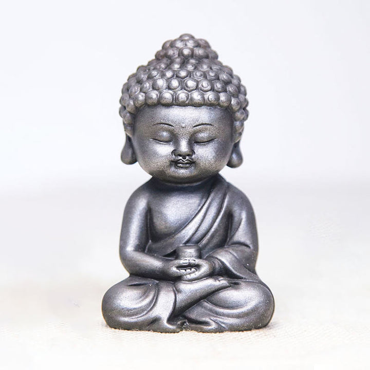 Buddha Stones hechas a mano Ksitigarbha Kwan Yin Guanyin Avalokitesvara Tathagata polvo de hierro estatua de resina fundida óxido decoración del hogar - Versión pulida - Tathagata 11,5*7,1*5,5 cm - image 28