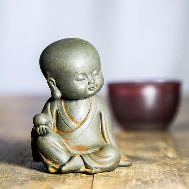 Buddha Stones hechas a mano Ksitigarbha Kwan Yin Guanyin Avalokitesvara Tathagata polvo de hierro estatua de resina fundida óxido decoración del hogar - image 3