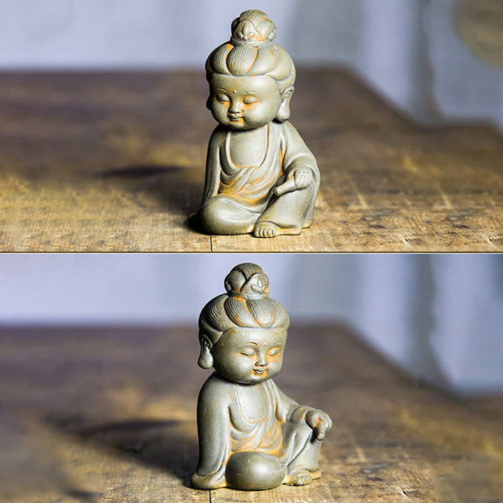 Buddha Stones hechas a mano Ksitigarbha Kwan Yin Guanyin Avalokitesvara Tathagata polvo de hierro estatua de resina fundida óxido decoración del hogar - image 10