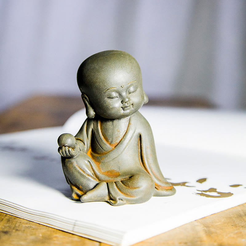 Buddha Stones hechas a mano Ksitigarbha Kwan Yin Guanyin Avalokitesvara Tathagata polvo de hierro estatua de resina fundida óxido decoración del hogar - image 2
