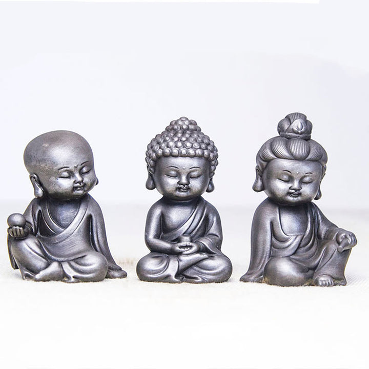Buddha Stones hechas a mano Ksitigarbha Kwan Yin Guanyin Avalokitesvara Tathagata polvo de hierro estatua de resina fundida óxido decoración del hogar - image 34