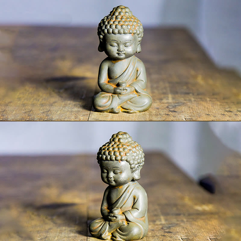 Buddha Stones hechas a mano Ksitigarbha Kwan Yin Guanyin Avalokitesvara Tathagata polvo de hierro estatua de resina fundida óxido decoración del hogar - image 17