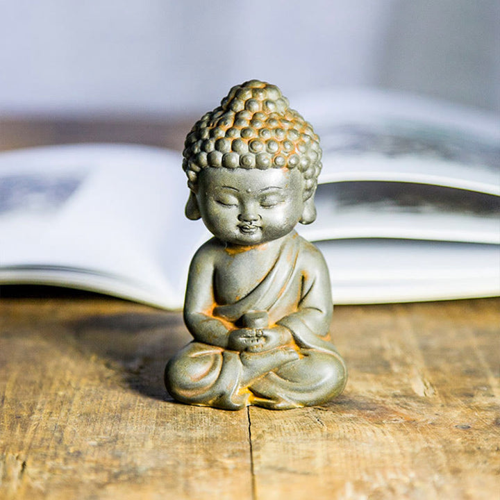 Buddha Stones hechas a mano Ksitigarbha Kwan Yin Guanyin Avalokitesvara Tathagata polvo de hierro estatua de resina fundida óxido decoración del hogar - image 16