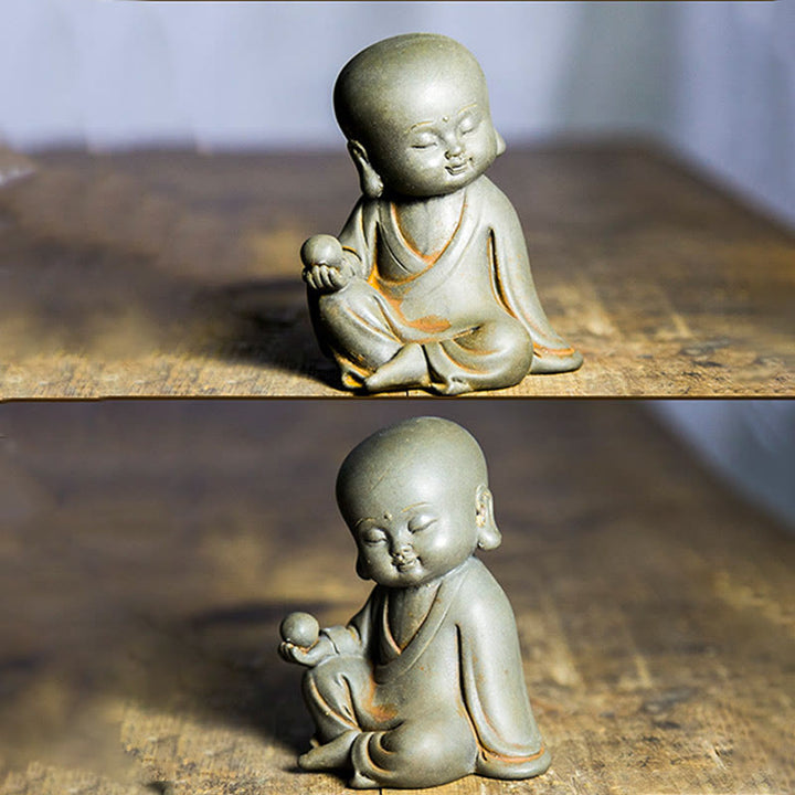 Buddha Stones hechas a mano Ksitigarbha Kwan Yin Guanyin Avalokitesvara Tathagata polvo de hierro estatua de resina fundida óxido decoración del hogar - image 4