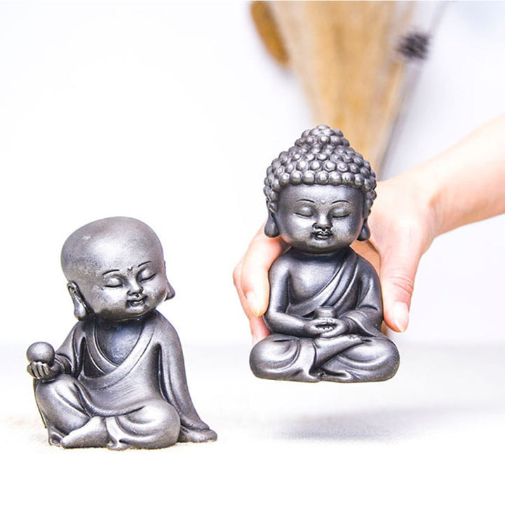 Buddha Stones hechas a mano Ksitigarbha Kwan Yin Guanyin Avalokitesvara Tathagata polvo de hierro estatua de resina fundida óxido decoración del hogar - image 37