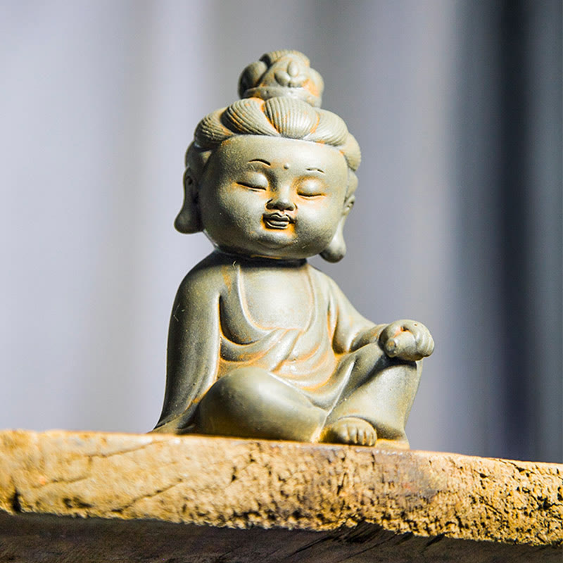 Buddha Stones hechas a mano Ksitigarbha Kwan Yin Guanyin Avalokitesvara Tathagata polvo de hierro estatua de resina fundida óxido decoración del hogar - image 9