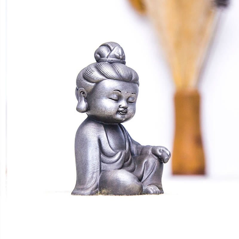 Buddha Stones hechas a mano Ksitigarbha Kwan Yin Guanyin Avalokitesvara Tathagata polvo de hierro estatua de resina fundida óxido decoración del hogar - image 25