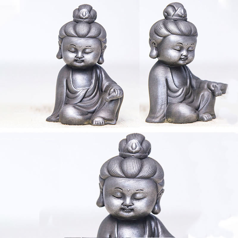 Buddha Stones hechas a mano Ksitigarbha Kwan Yin Guanyin Avalokitesvara Tathagata polvo de hierro estatua de resina fundida óxido decoración del hogar - image 27
