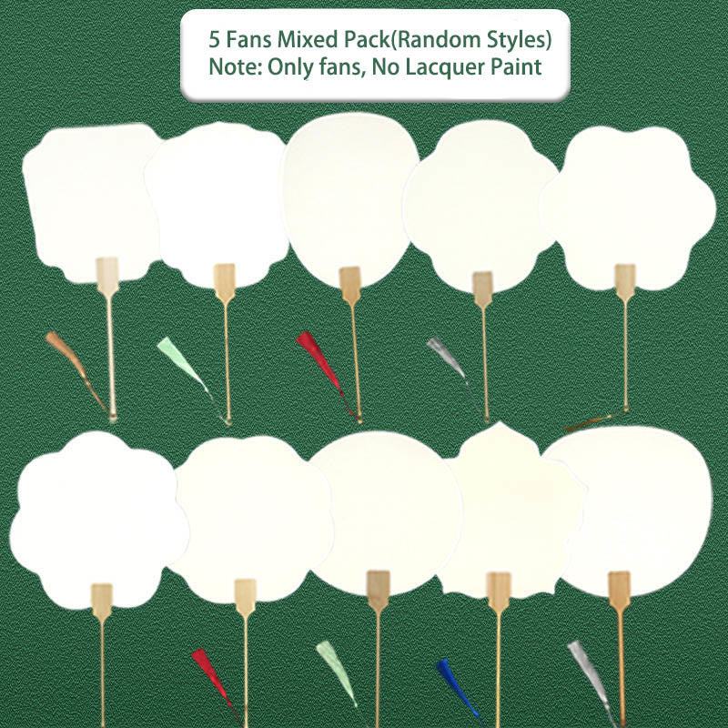 Abanico de mano con pintura en blanco de laca china hecha a mano con Buddha Stones