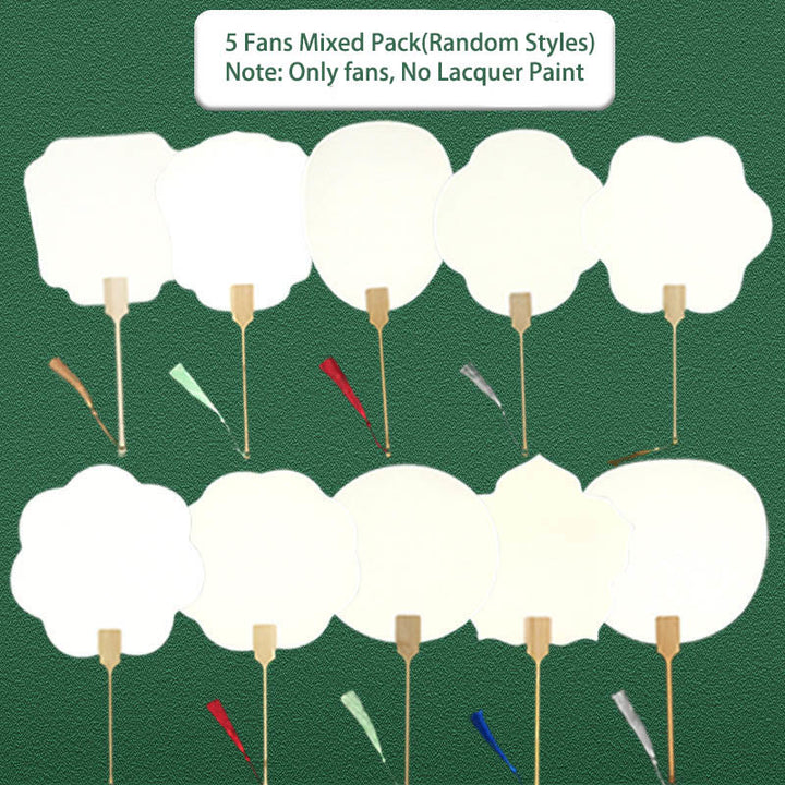 Abanico de mano con pintura en blanco de laca china hecha a mano con Buddha Stones