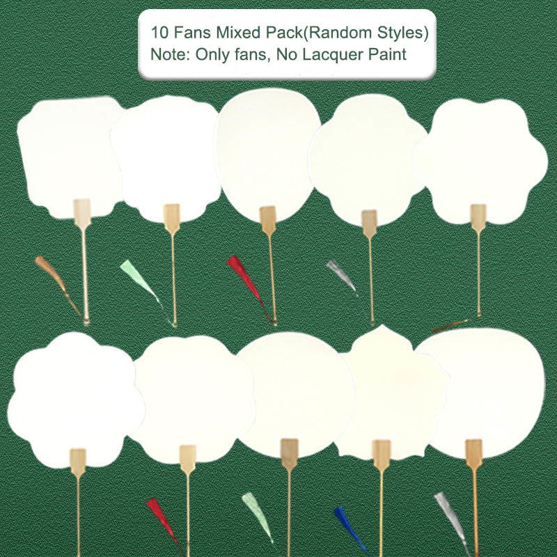 Abanico de mano con pintura en blanco de laca china hecha a mano con Buddha Stones