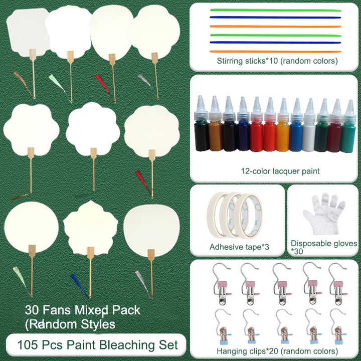 Abanico de mano con pintura en blanco de laca china hecha a mano con Buddha Stones