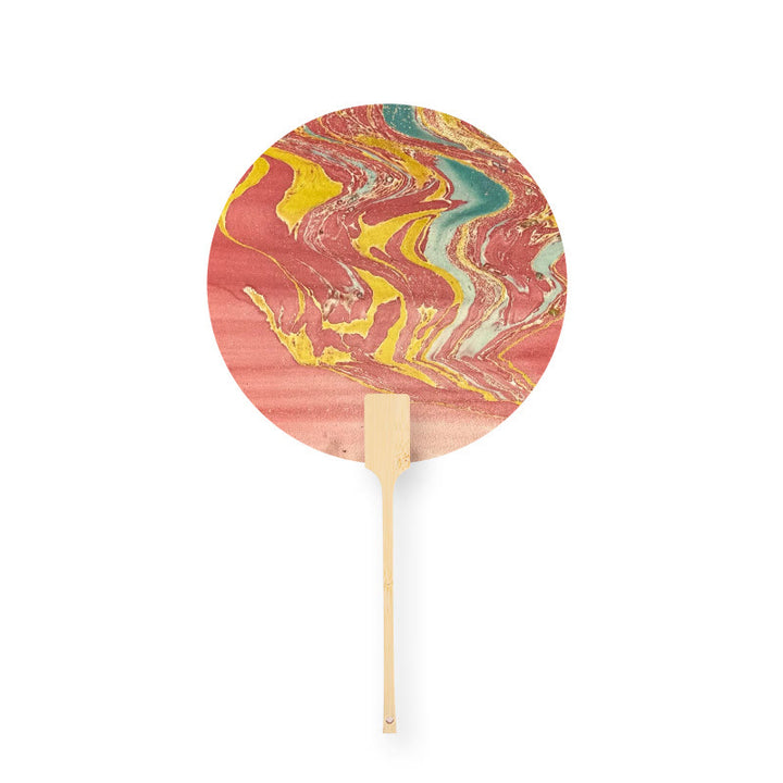 Abanico de mano con pintura en blanco de laca china hecha a mano con Buddha Stones