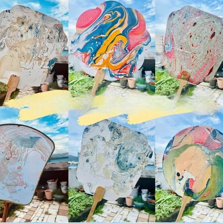 Abanico de mano con pintura en blanco de laca china hecha a mano con Buddha Stones