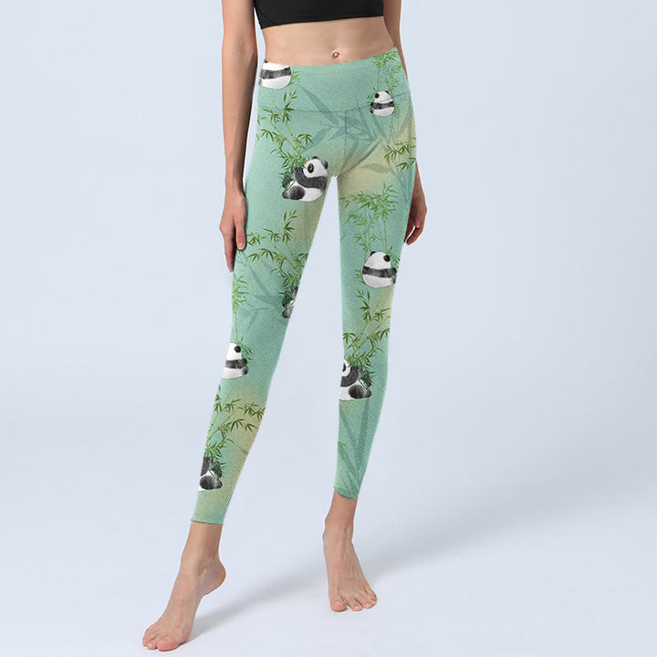 Leggings de yoga para mujer con estampado de panda y bambú y Buddha Stones - image 5