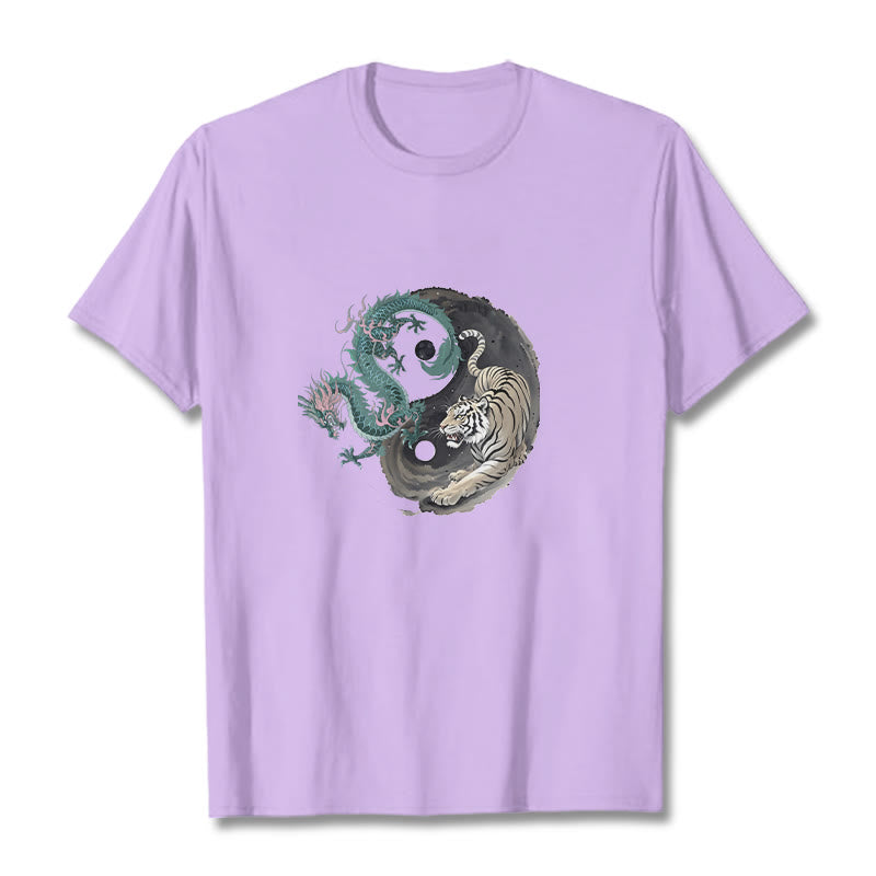 Camiseta de algodón con Buddha Stones , tigre, dragón y yin yang - Ciruela - 2XL - image 16