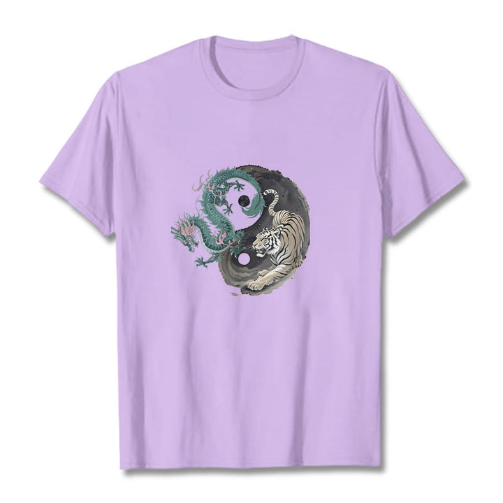 Camiseta de algodón con Buddha Stones , tigre, dragón y yin yang - Ciruela - 2XL - image 16