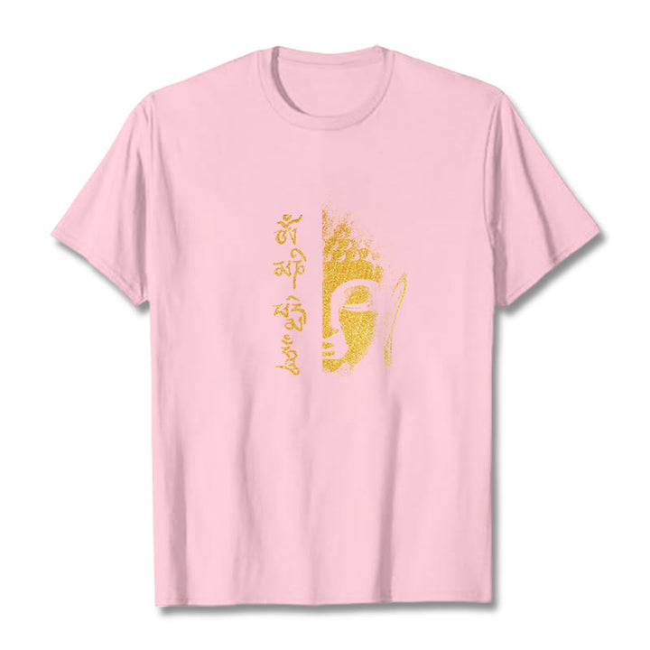 Camiseta de algodón con Buddha Stones Om Mani Padme Hum, Buda dorado - rosa claro - 2XL - image 18
