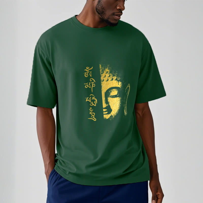 Camiseta de algodón con Buddha Stones Om Mani Padme Hum, Buda dorado - image 6