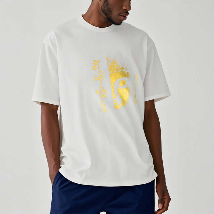 Camiseta de algodón con Buddha Stones Om Mani Padme Hum, Buda dorado - image 12