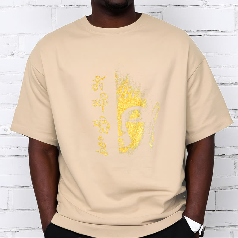 Camiseta de algodón con Buddha Stones Om Mani Padme Hum, Buda dorado - image 9