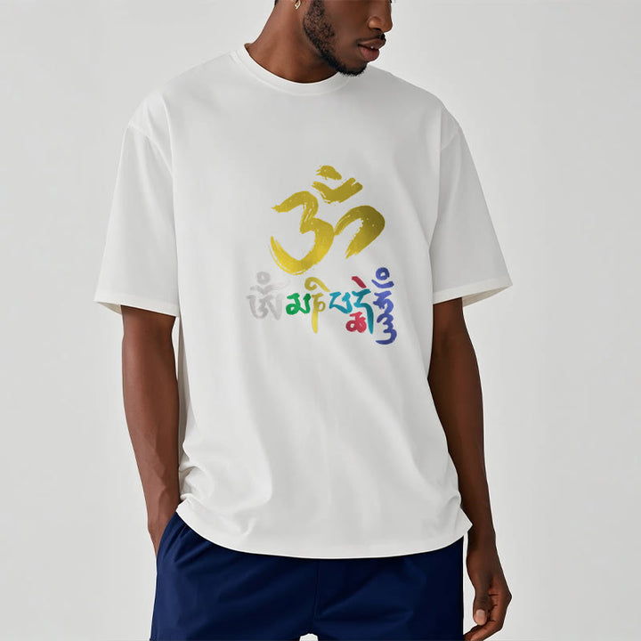 Camiseta de algodón con Buddha Stones y Om Mani Padme Hum de colores - image 13