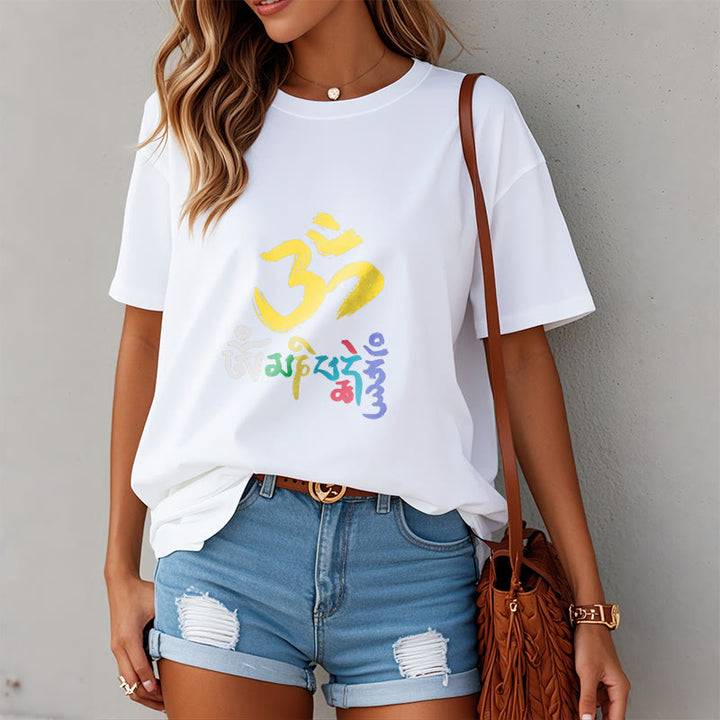 Camiseta de algodón con Buddha Stones y Om Mani Padme Hum de colores - image 12