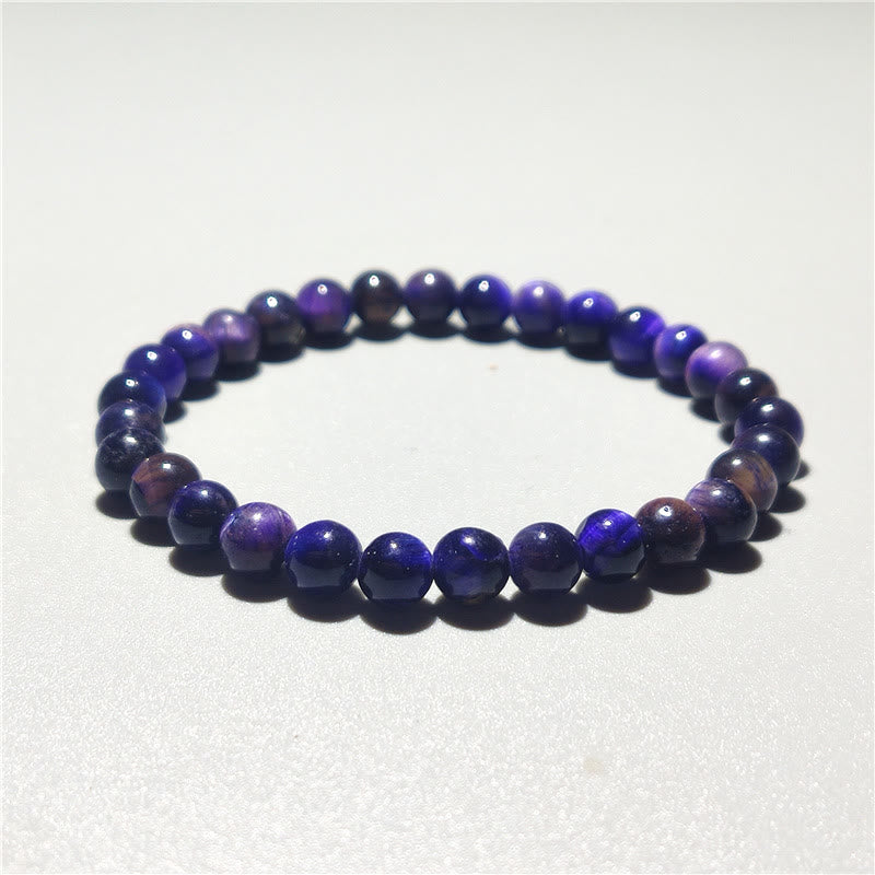 Pulsera de confianza con varias Buddha Stones y ojo de tigre - Ojo de tigre morado (circunferencia de la muñeca: 14-16 cm) - 6 mm - image 2