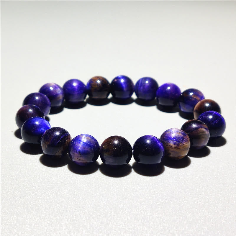 Pulsera de confianza con varias Buddha Stones y ojo de tigre - Ojo de tigre morado (circunferencia de la muñeca: 14-16 cm) - 10 mm - image 9
