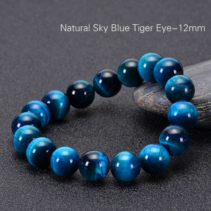 Pulsera de confianza con varias Buddha Stones y ojo de tigre - Ojo de tigre azul (circunferencia de la muñeca: 14-16 cm) - 12 mm - image 54
